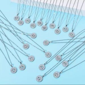 3/$30 🤍 Initial Rhinestone Charm Necklace